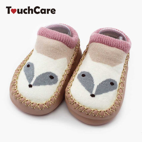 Touchcare Newborn Cartoon Fox Baby Socks Skidproof Walk Learning Toddler Socks Anti-skid Leather Bottom Baby Floor Socks