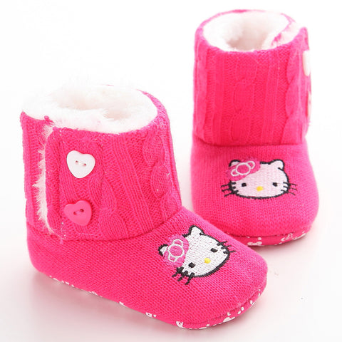 Infant Toddler Hello Kitty Baby Girls Winter Keep Warm Soft Soled Boots Newborn Kids Crib Babe Knitting Booties Shoes Footwear